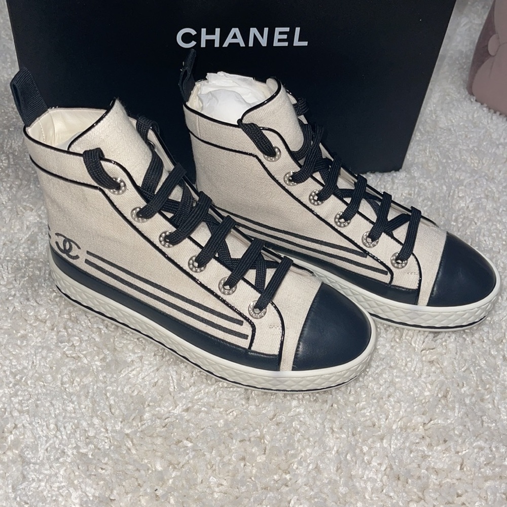 CHANEL 19C High Top Cruise Sneakers 36.5 - Picture 6 of 9